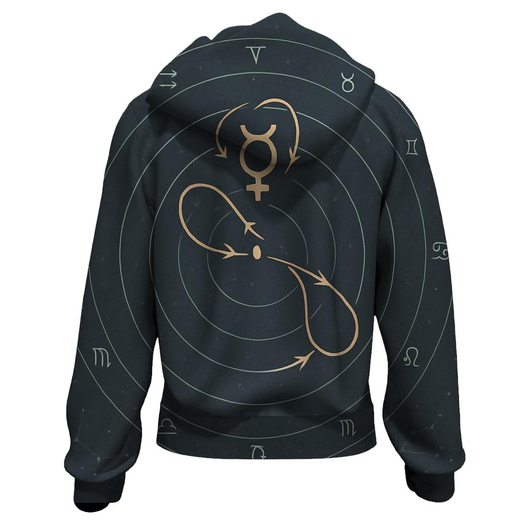 Retrograde Mercury Star Diagram zip-up hoodies