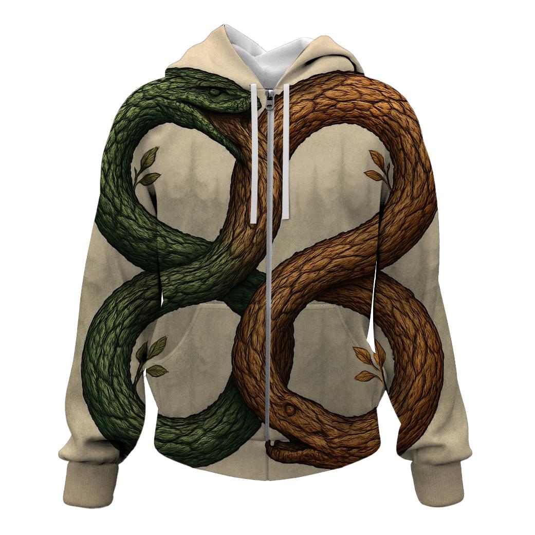 Forest Spirit Twin Ouroboros designer hoodies