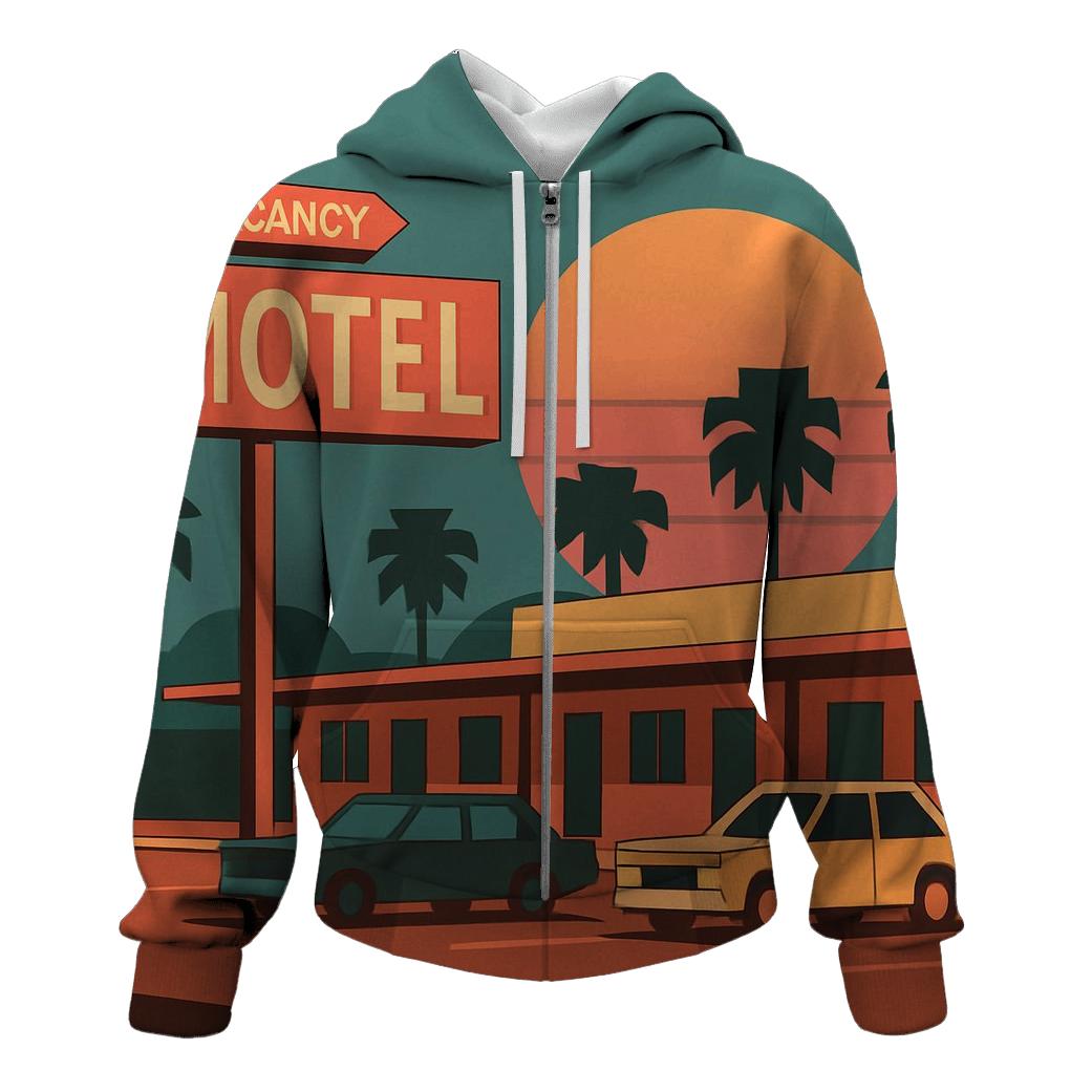 Sunset Motel Roadside embroidered hoodies
