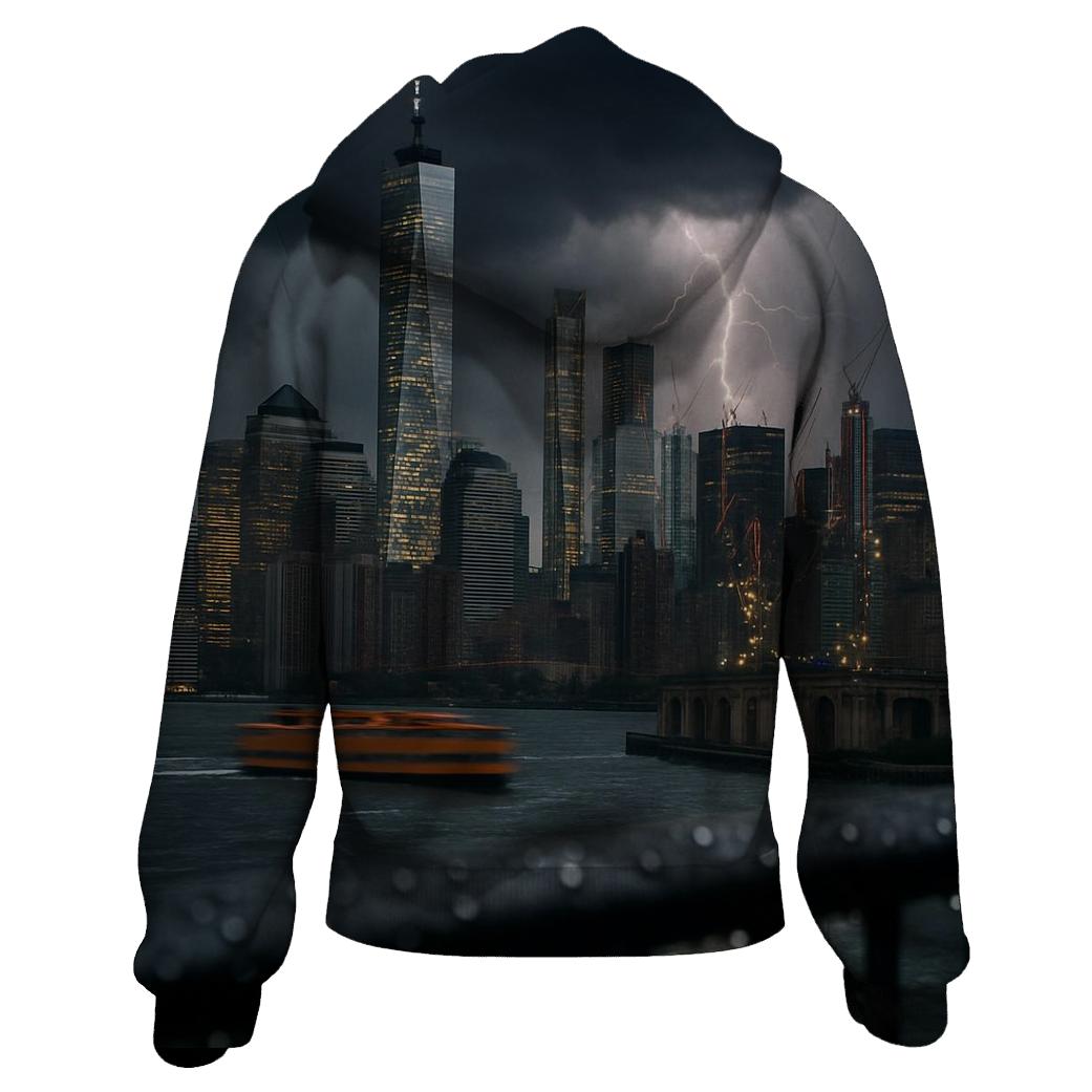 Summer Thunderstorm Rolling Over Lower Manhattan zip-up hoodies