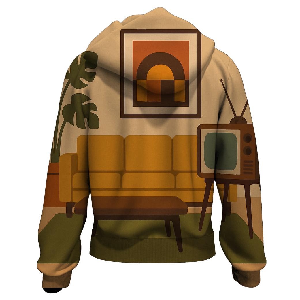 Retro Living Room Chill zip-up hoodies