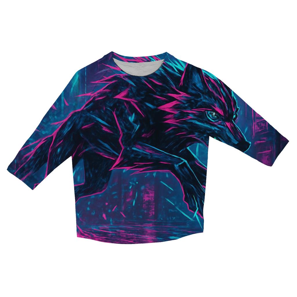 Neon Tide Urban Wolf printed three quarter sleeve shirts