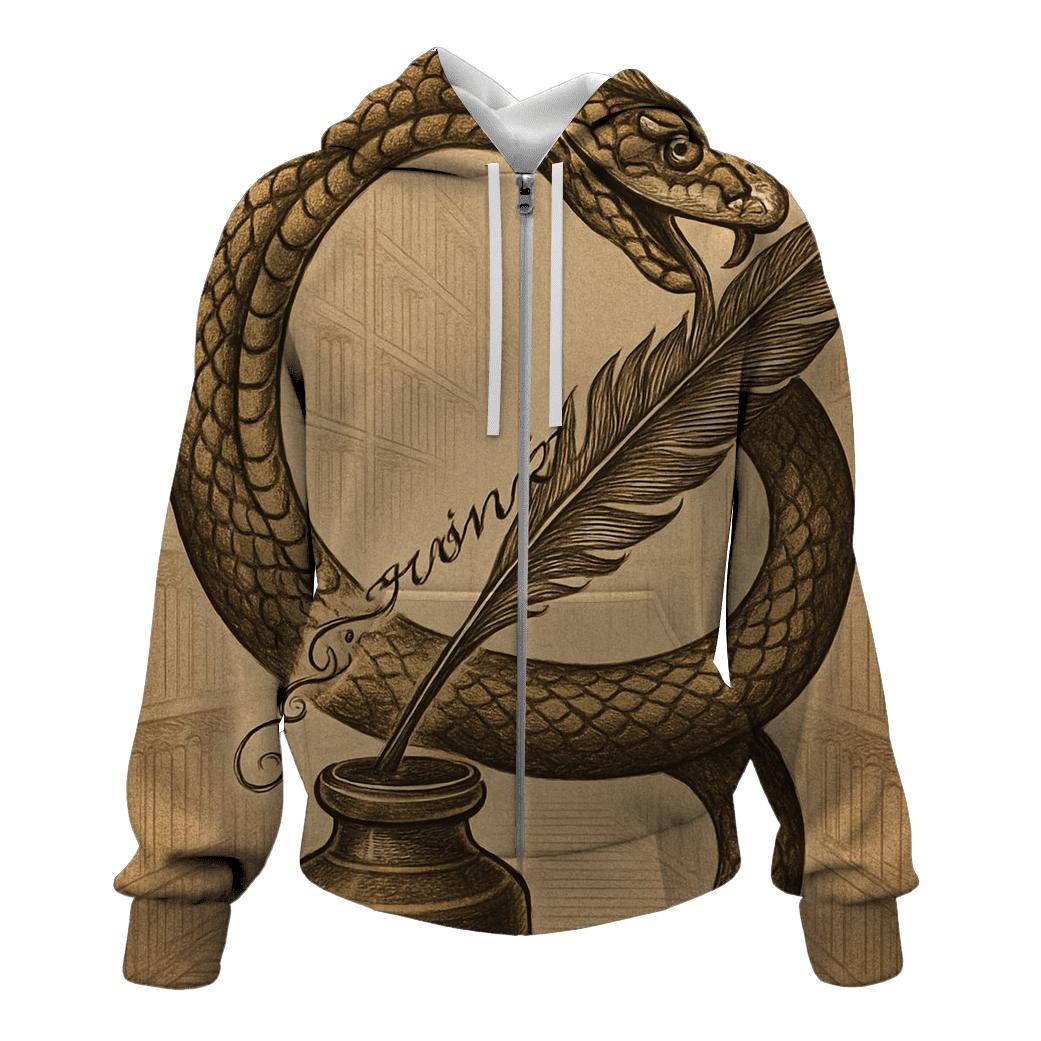 Clockwork Library Ouroboros Quill pullover hoodies