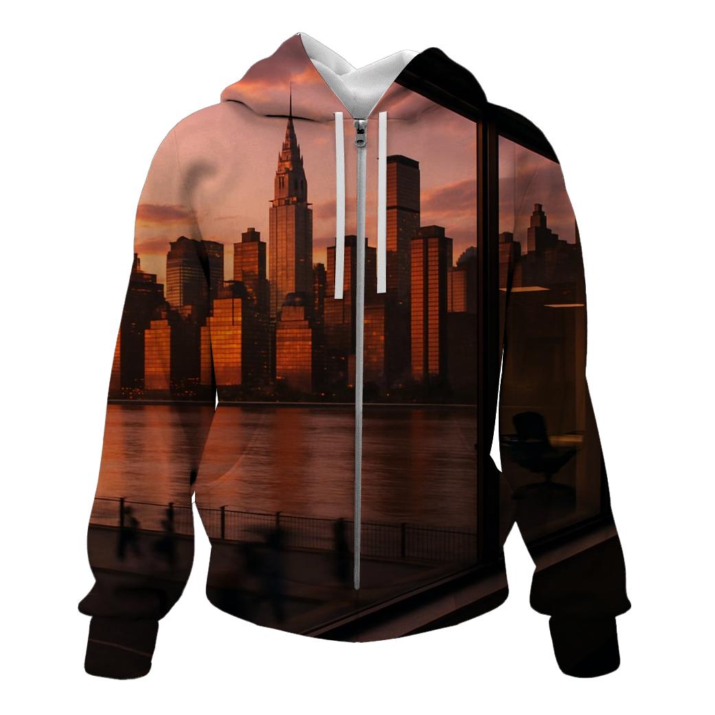 Sunset Reflections In Long Island City Windows graphic hoodies