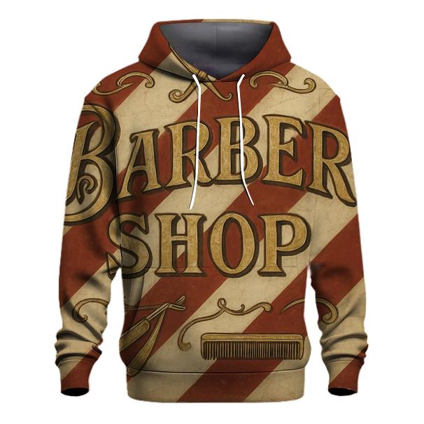 Old Time Barber Shop Signboard Design printed hoodies