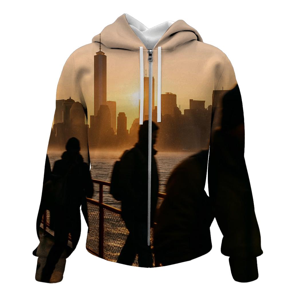 Financial District Sunrise From Staten Island Ferry printed hoodies