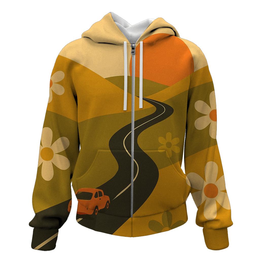 Funky Flower Highway zip-up hoodies