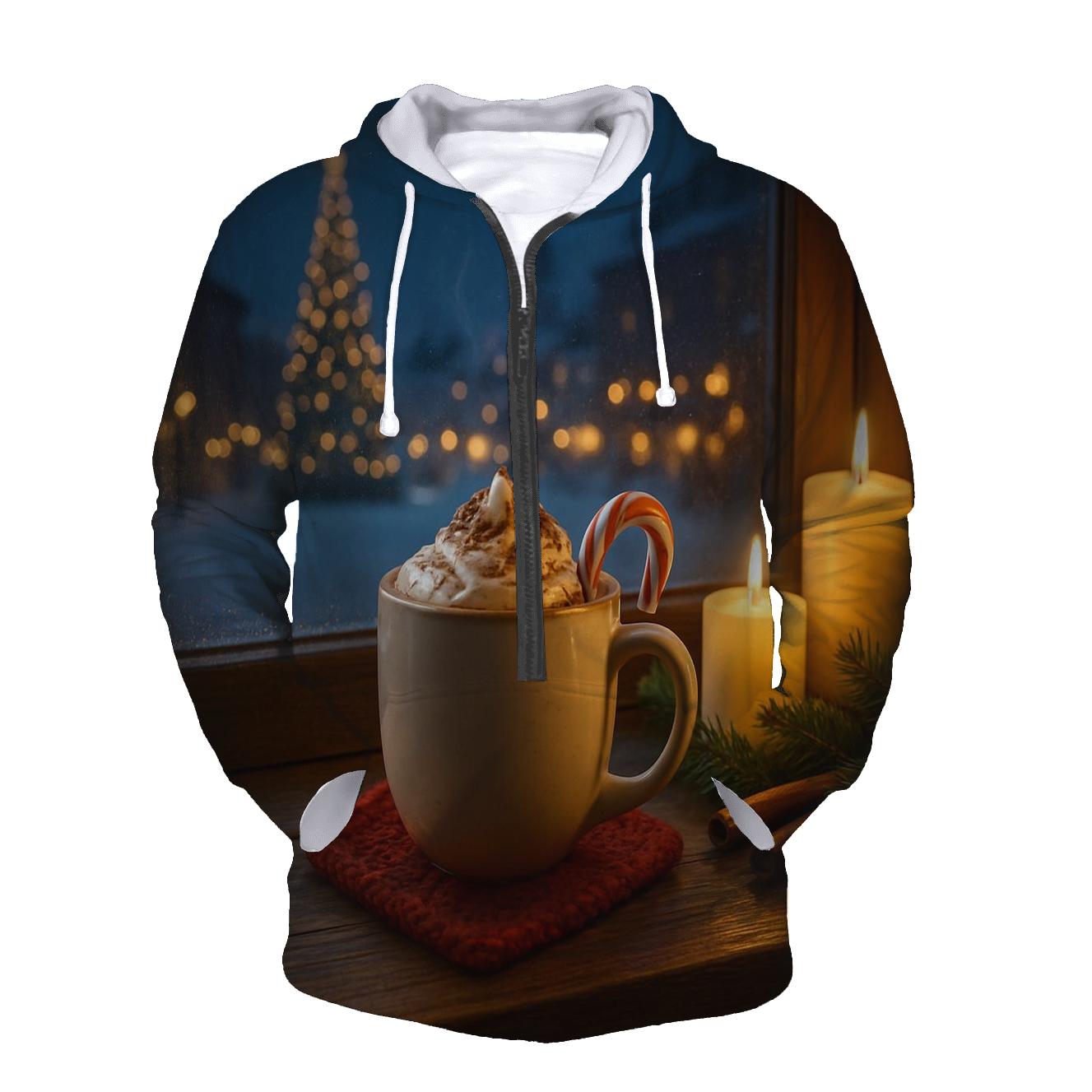 CandlelitWindowsillChristmasCocoa graphic hoodies