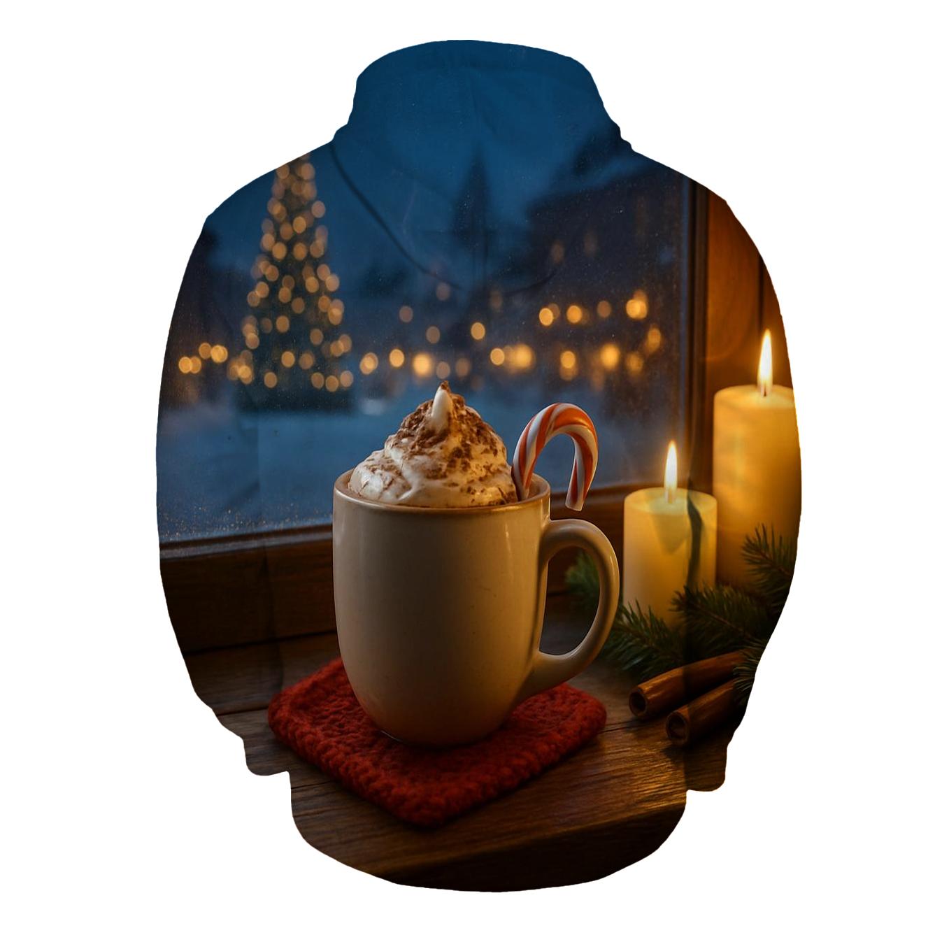 CandlelitWindowsillChristmasCocoa graphic hoodies
