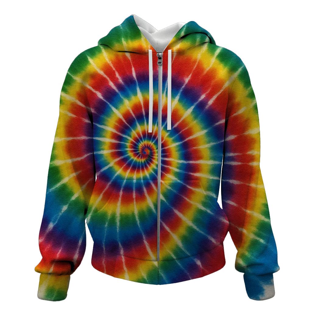 Electric Rainbow Spiral Rings printed hoodies