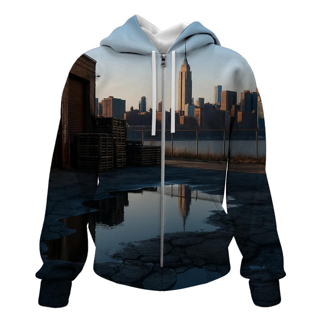 Brooklyn Industrial Waterfront And Midtown Silhouette premium hoodies