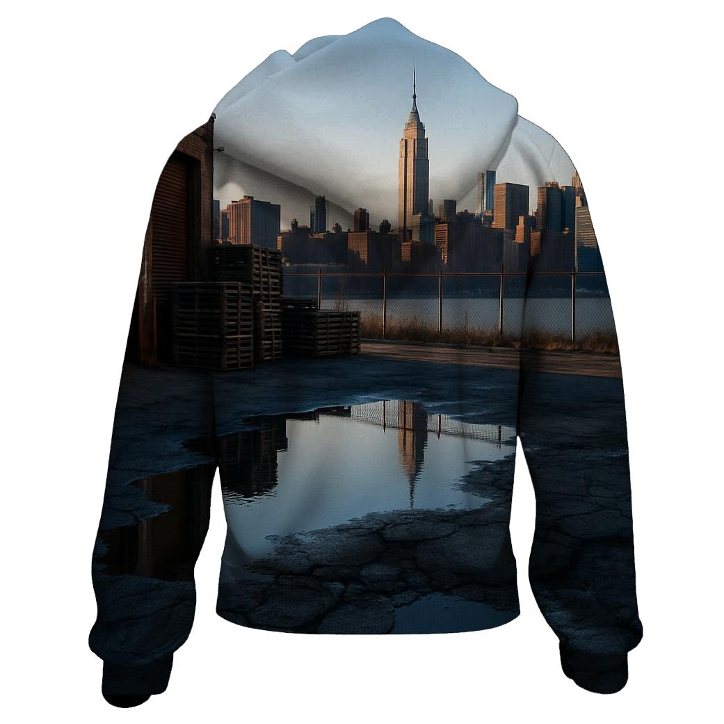 Brooklyn Industrial Waterfront And Midtown Silhouette premium hoodies