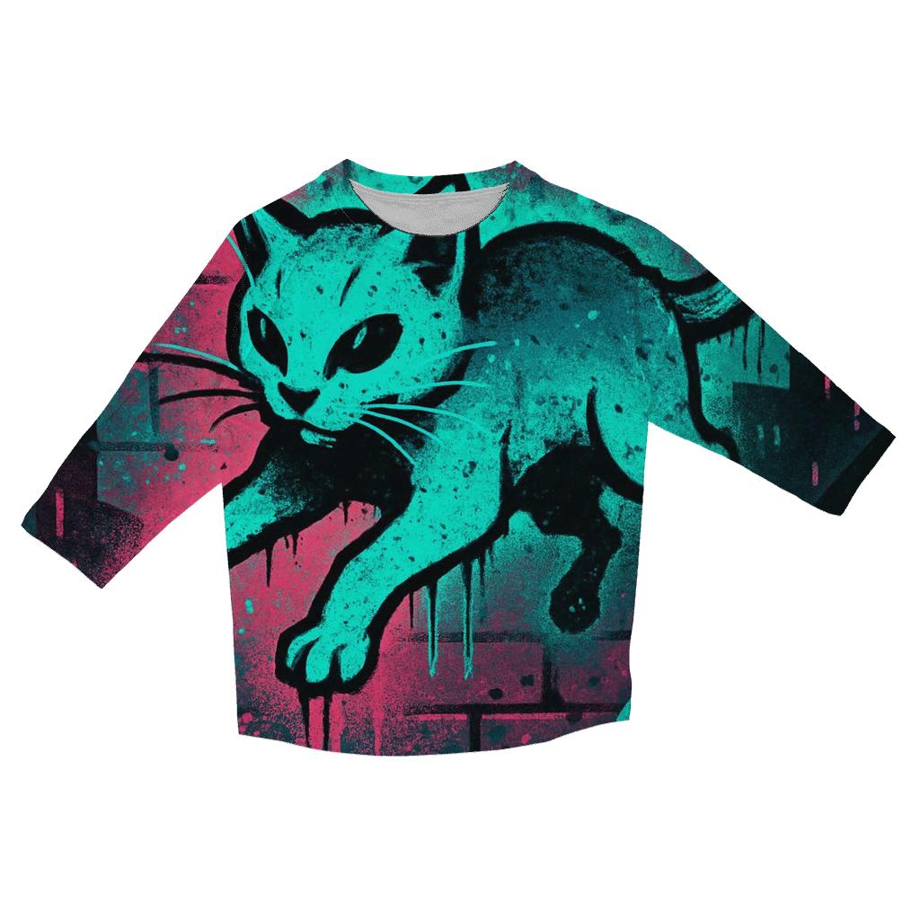 Graffiti Alley Phantom Cat personalized 3/4 sleeve tees