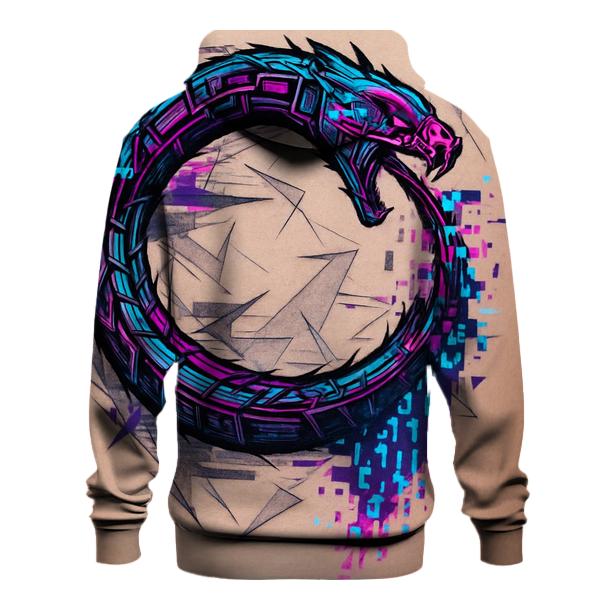 Digital Glitch Neon Ouroboros hoodies fashion