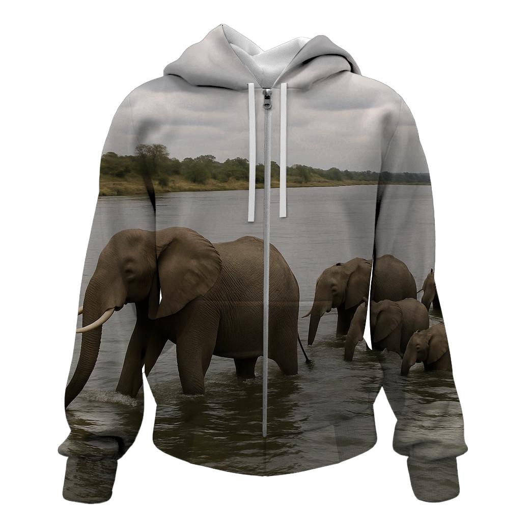 River Crossing Elephant Line designer hoodies