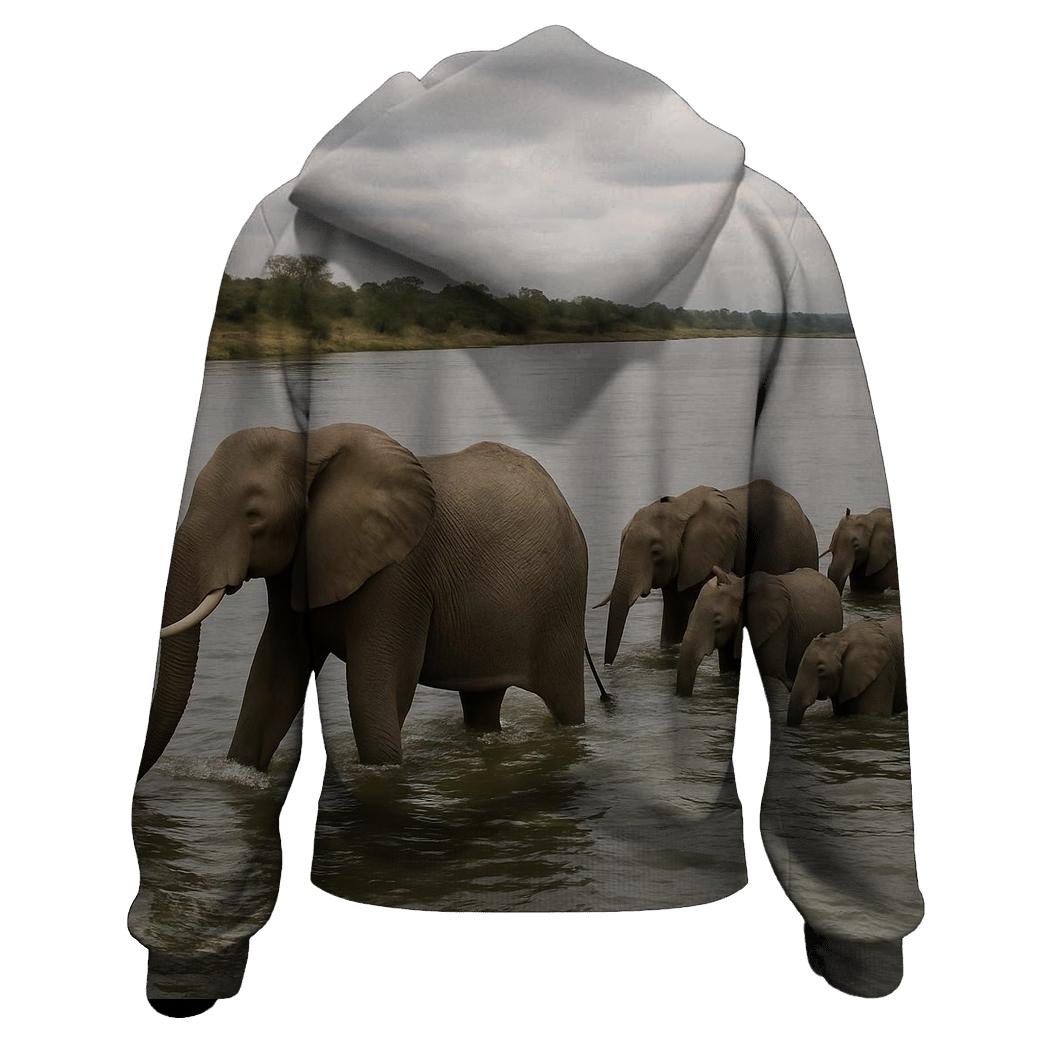River Crossing Elephant Line designer hoodies