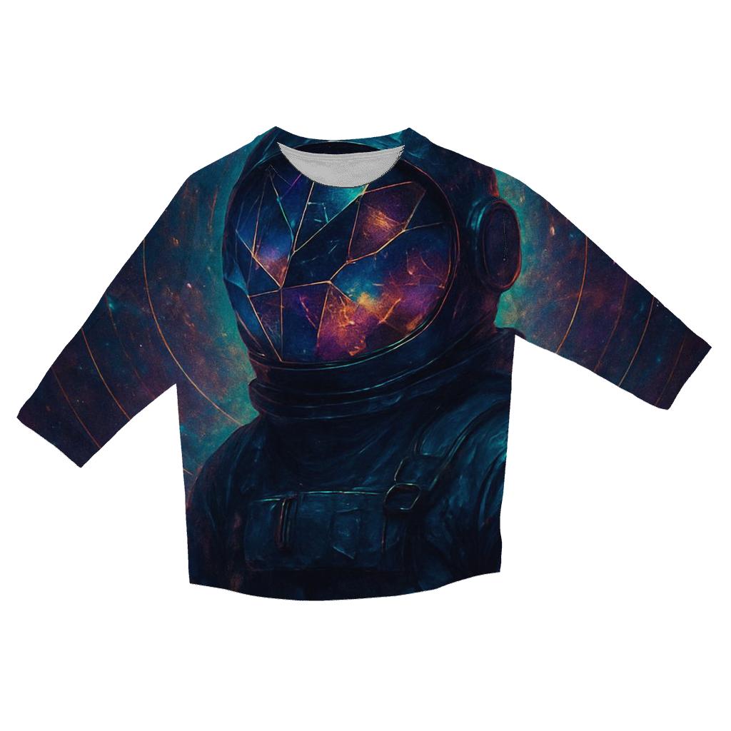 Astronaut Of Fractured Realities printed three quarter sleeve shirts
