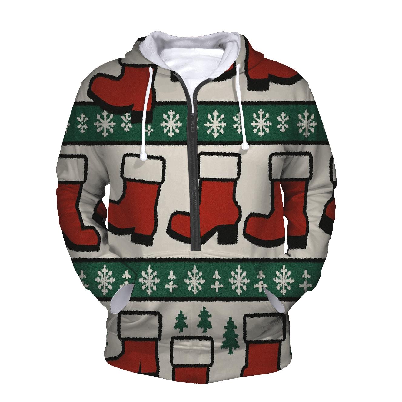 Santa Boot Step Repeat printed hoodies