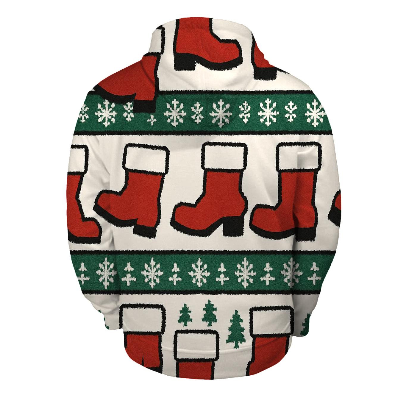 Santa Boot Step Repeat printed hoodies