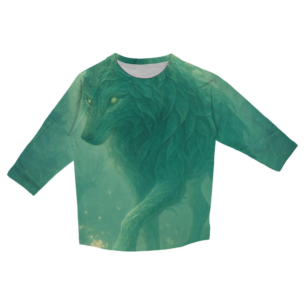 Forest Spirit Bloom Wolf printed three quarter sleeve shirts