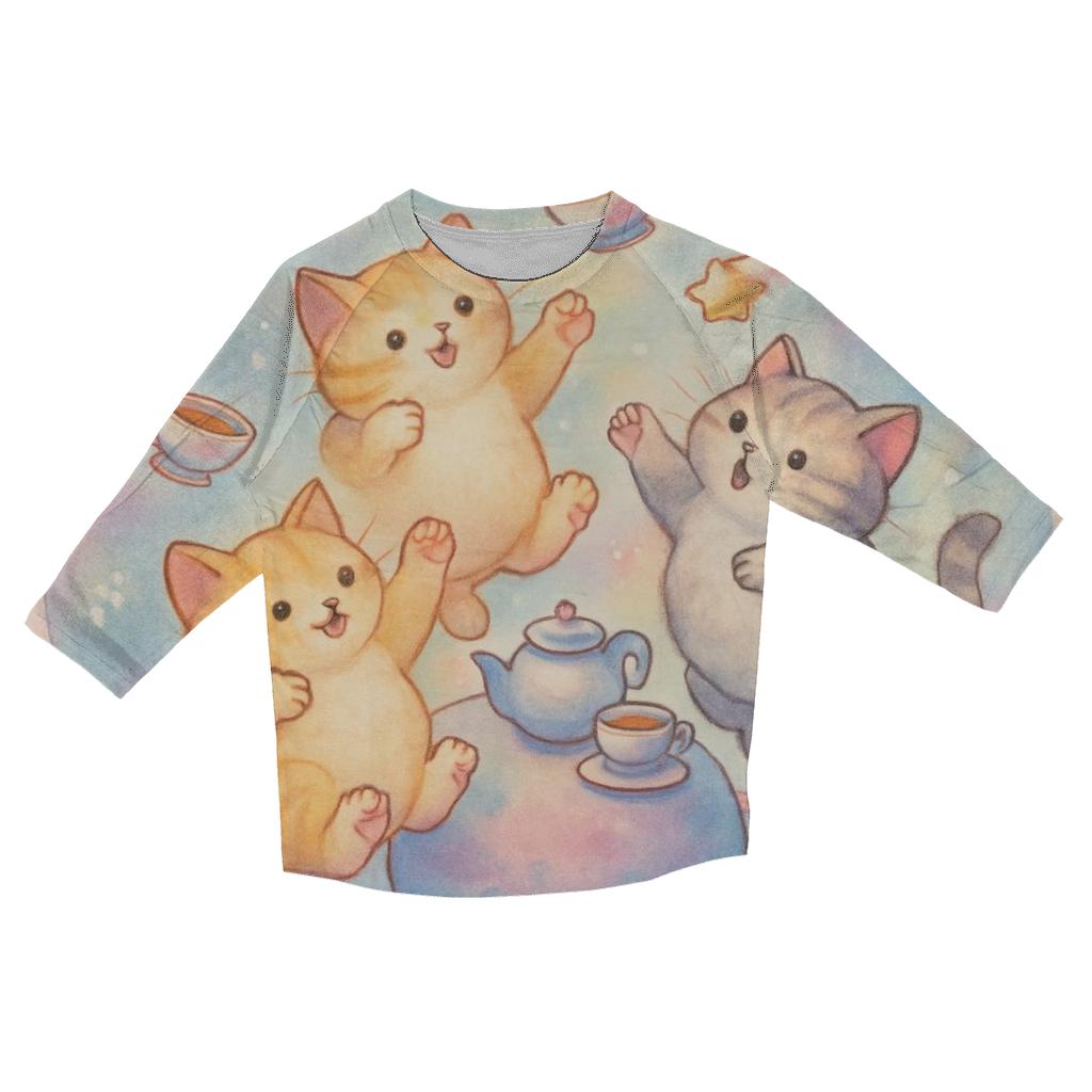 Cosmic Tea Party Kittens custom 3/4 sleeve shirts