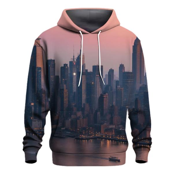 Hudson River Aerial Dawn Over Midtown heavyweight hoodies