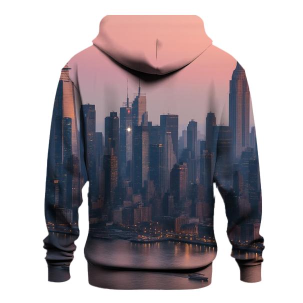 Hudson River Aerial Dawn Over Midtown heavyweight hoodies