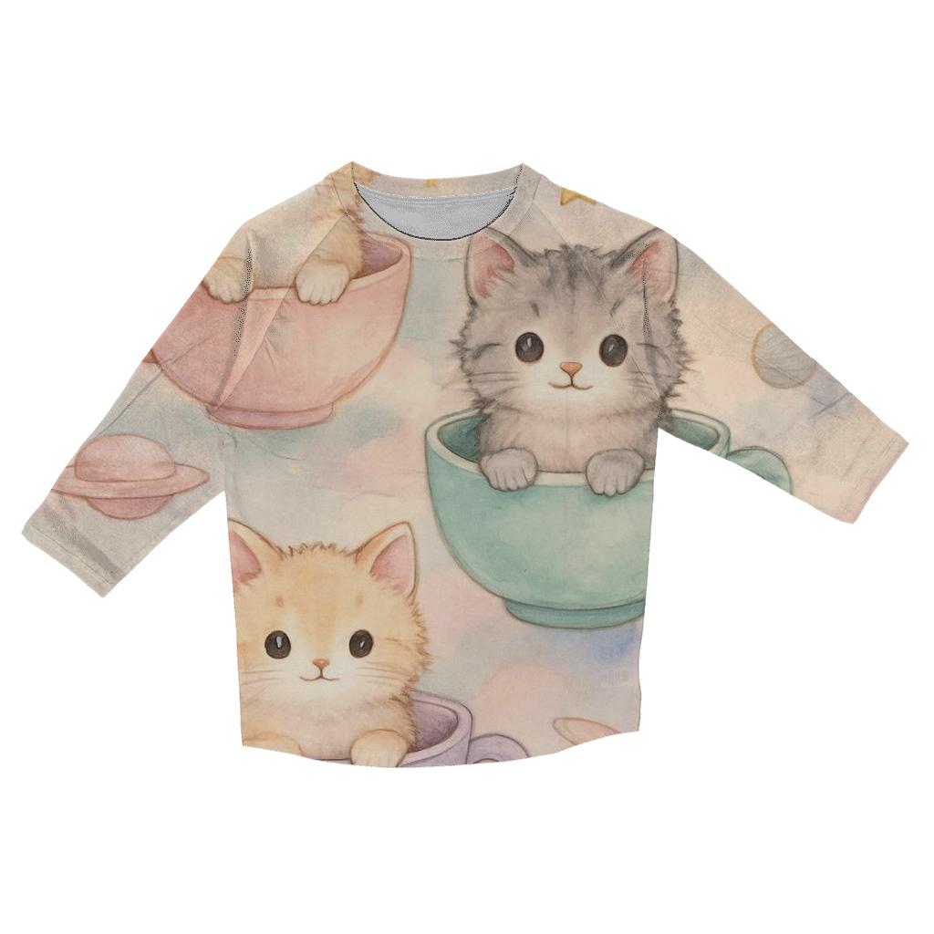 Pastel Dream Tea Party Kittens trendy 3/4 sleeve tops