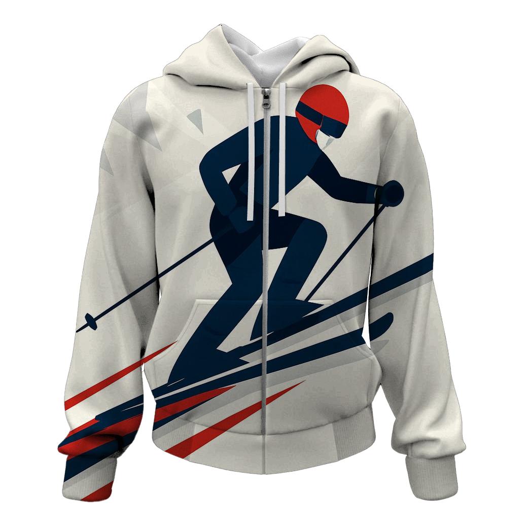 Alpine Ski Descent Motion Lines zip-up hoodies