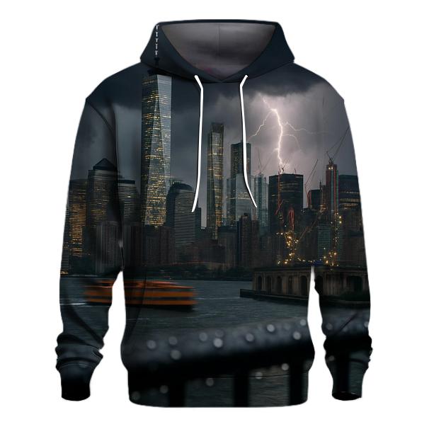 Summer Thunderstorm Rolling Over Lower Manhattan premium hoodies