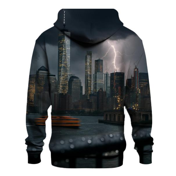 Summer Thunderstorm Rolling Over Lower Manhattan premium hoodies
