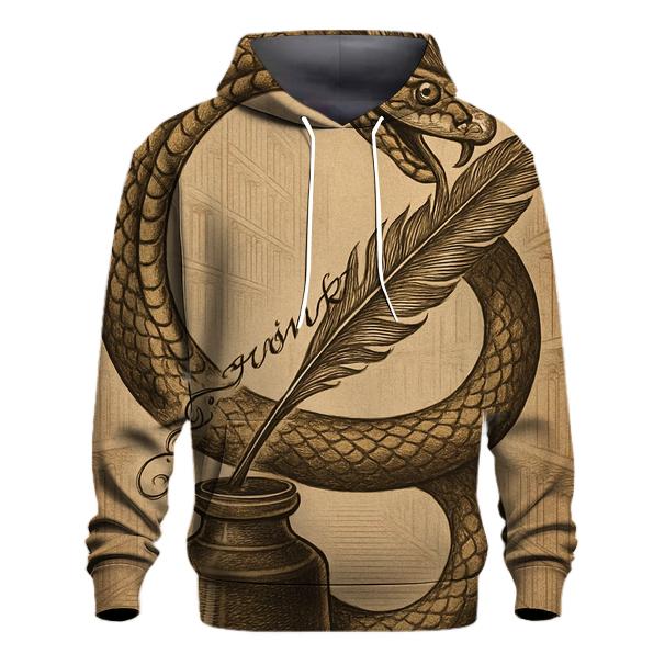 Clockwork Library Ouroboros Quill printed hoodies
