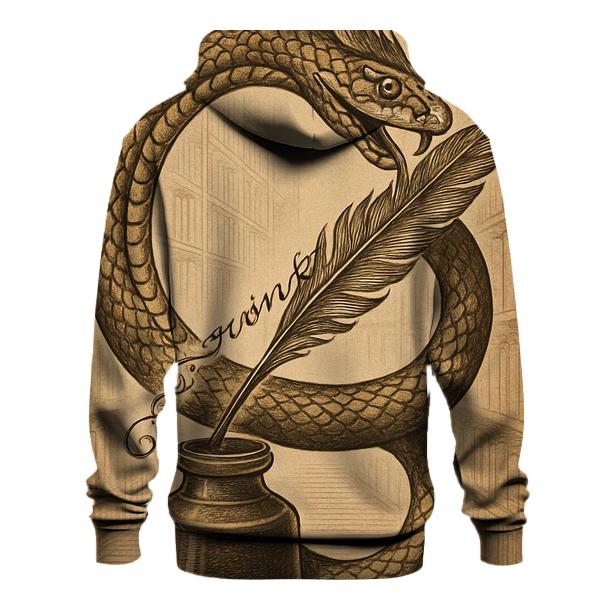 Clockwork Library Ouroboros Quill printed hoodies