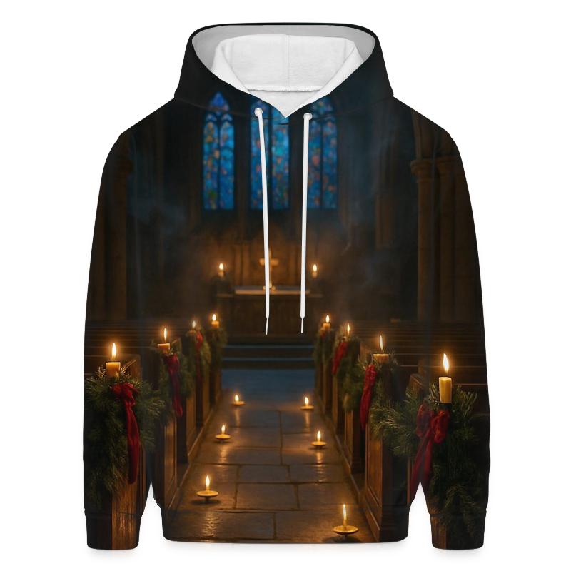 MidnightMassCandlelitAisle embroidered hoodies