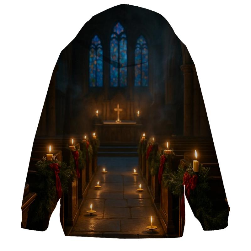 MidnightMassCandlelitAisle embroidered hoodies