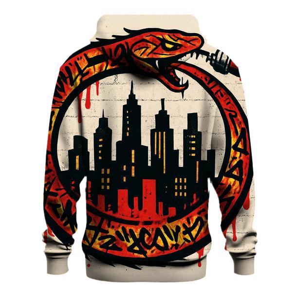 Urban Graffiti Ouroboros Skyline printed hoodies
