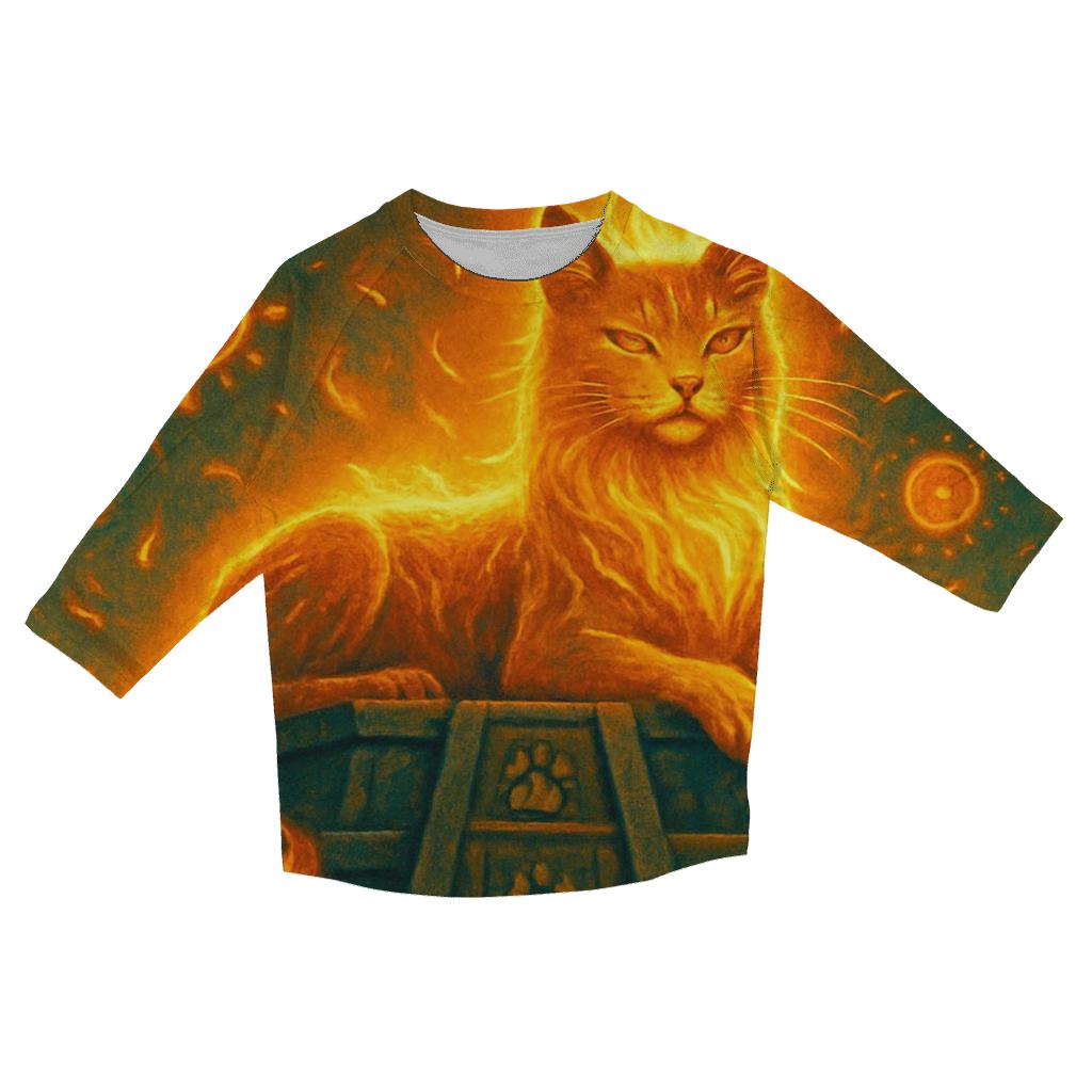 Solar Temple Sun Cat printed three quarter sleeve shirts