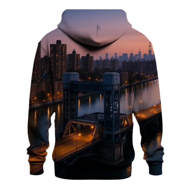 Harlem River Bridge And Uptown Skyline Dusk custom hoodies