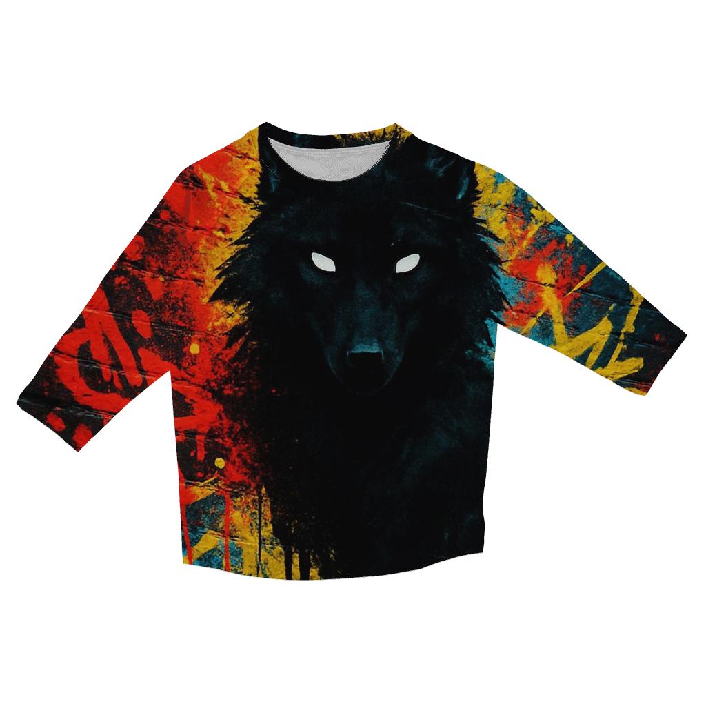 Shadow Graffiti Alley Wolf casual three quarter sleeve shirts