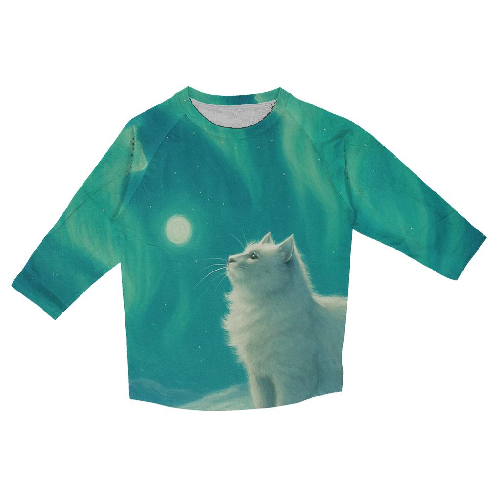 Arctic Aurora Hunter Cat cotton quarter sleeve shirts