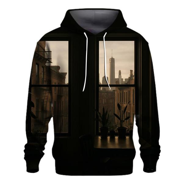 Skyline Framed Through A Brooklyn Brownstone Window hoodie styles