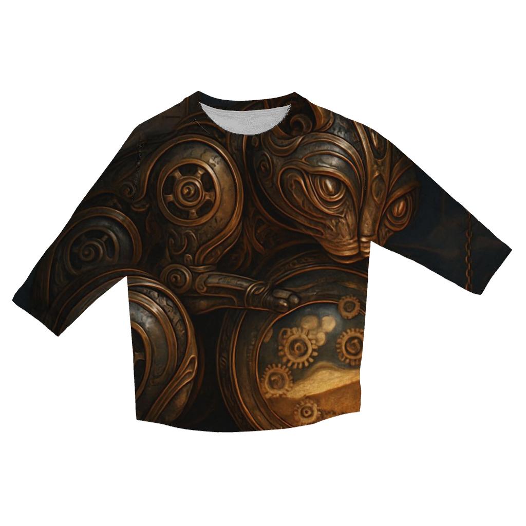 Clockwork Timekeeper Cat printed three quarter sleeve shirts