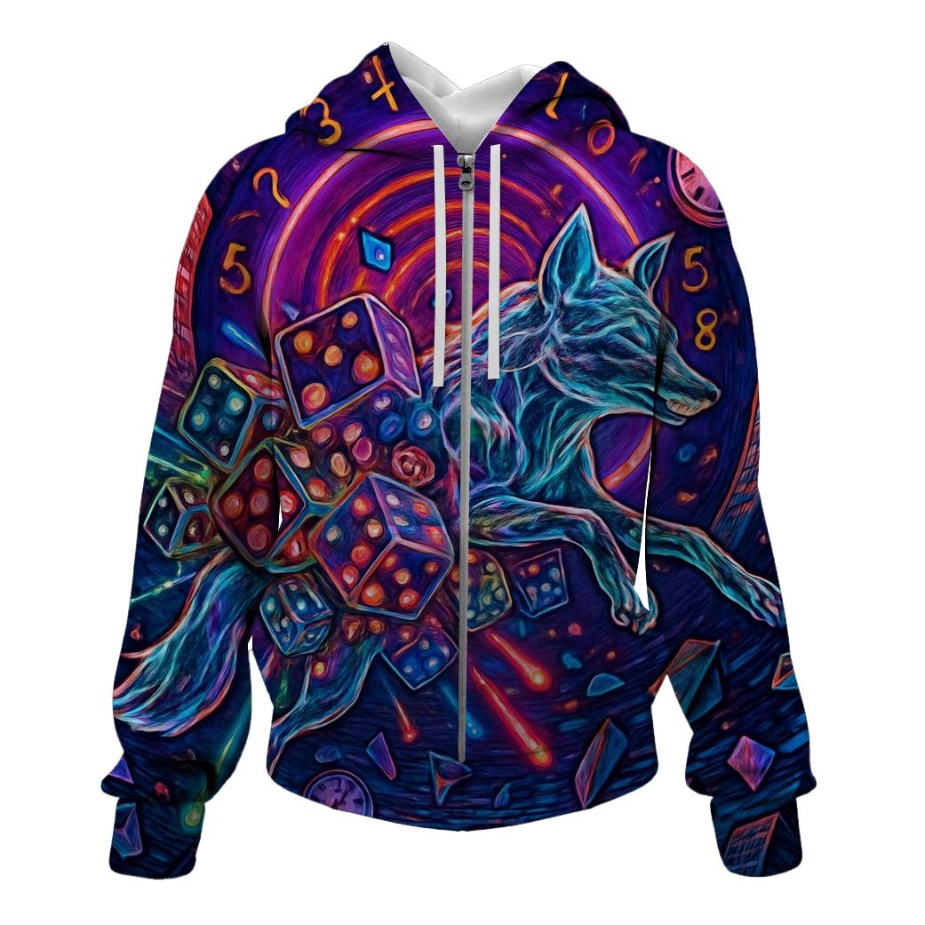 Cascade Of Quantum Dice zip-up hoodies