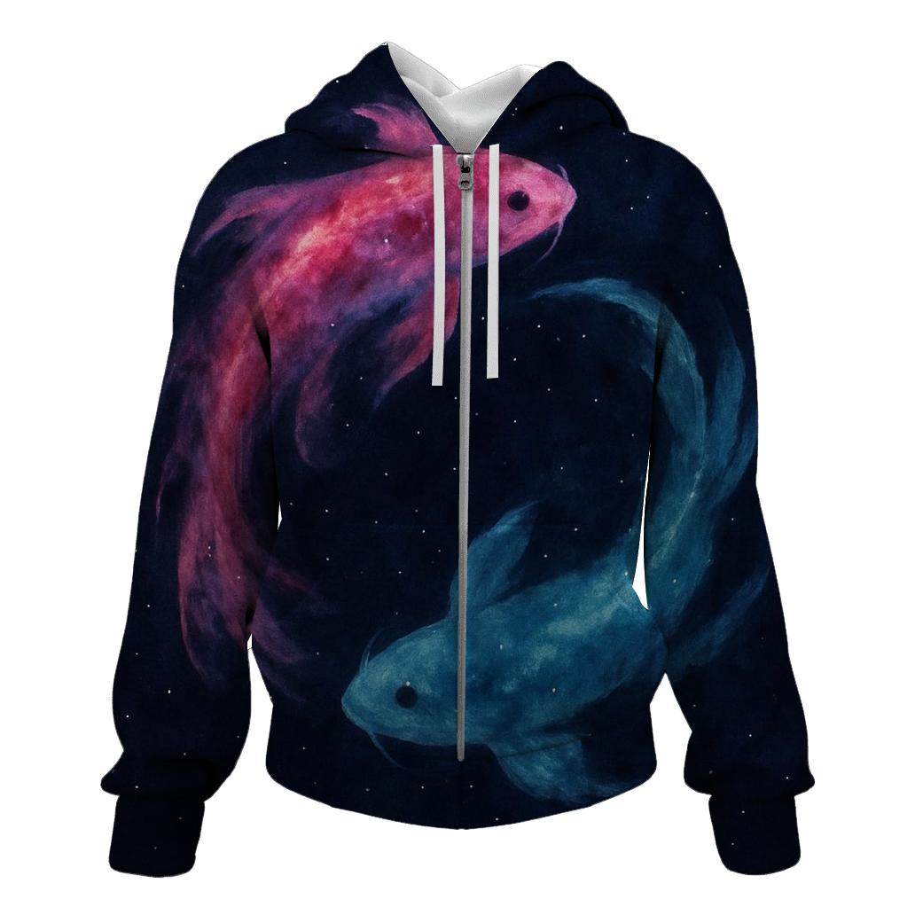Nebula Ink Koi Flow designer hoodies