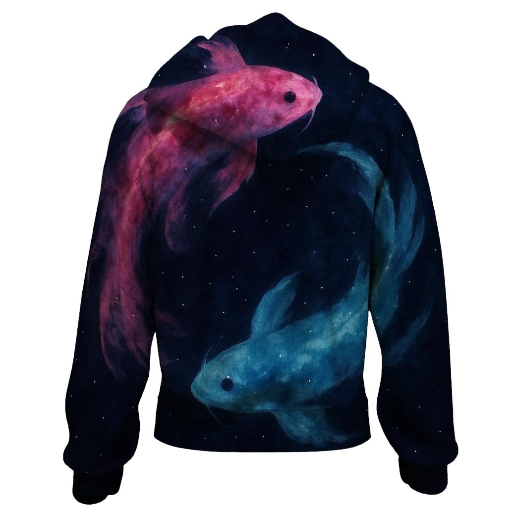 Nebula Ink Koi Flow designer hoodies