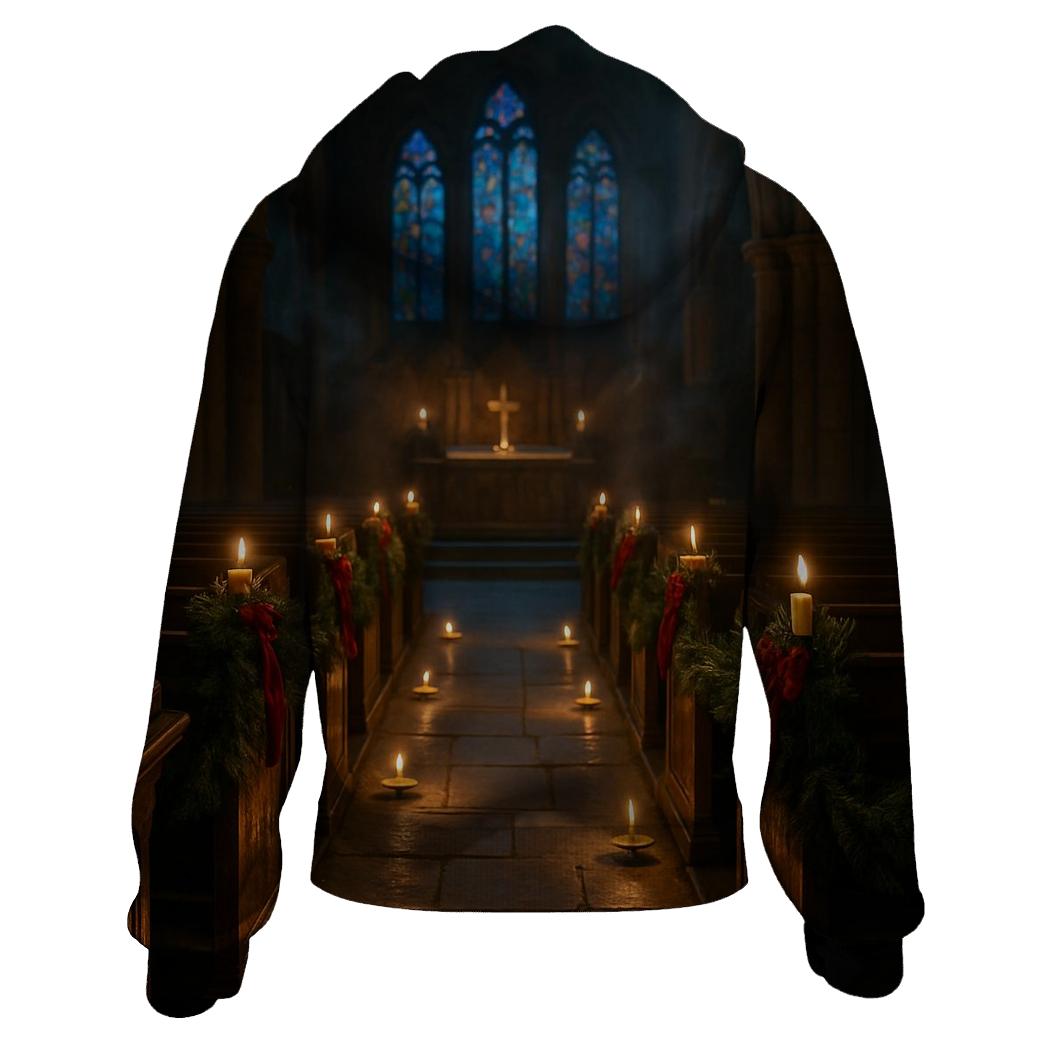 MidnightMassCandlelitAisle embroidered hoodies