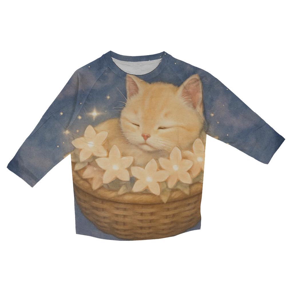 Star Blossom Basket Kitten cotton quarter sleeve shirts