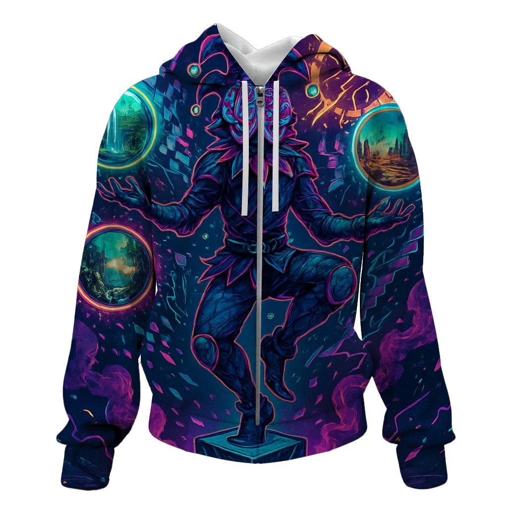 Neon Jester Of Broken Dimensions graphic hoodies