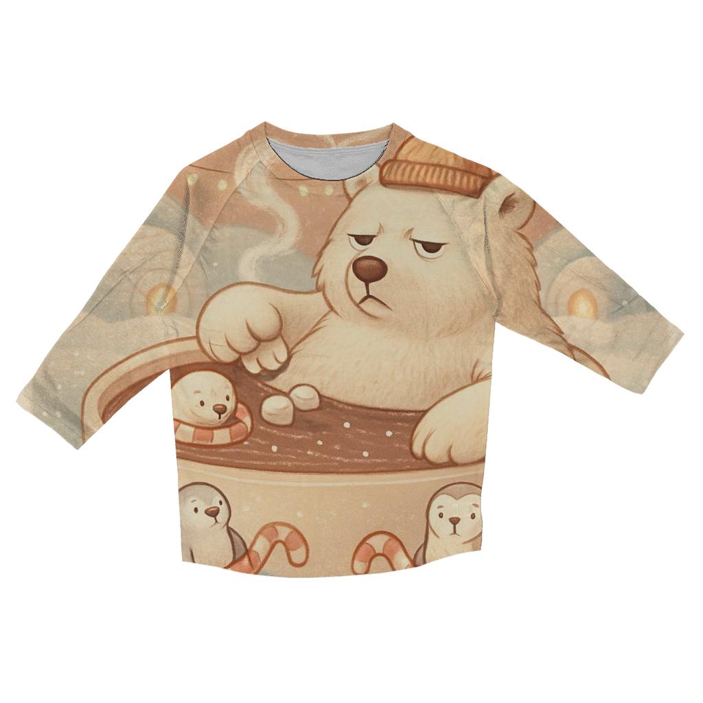 Grumpy Polar Bear Hot Cocoa Spa trendy 3/4 sleeve tops