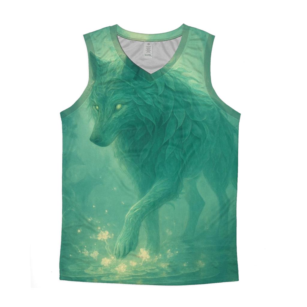 Forest Spirit Bloom Wolf sports performance tank tops